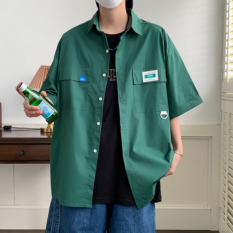 休闲半袖衬衣大码上衣港风潮男夏装短袖衬衫2562P45控58,男装衬衫,电商A034