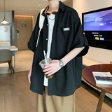 内景夏新款短袖衬衫港风男纯色百搭衬衣可二开6612P45控58，商品下架区，电商A034