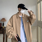 新款港风潮牌简约外套宽松休闲秋装男士学院风夹克2880P75控98，男装夹克，电商A034