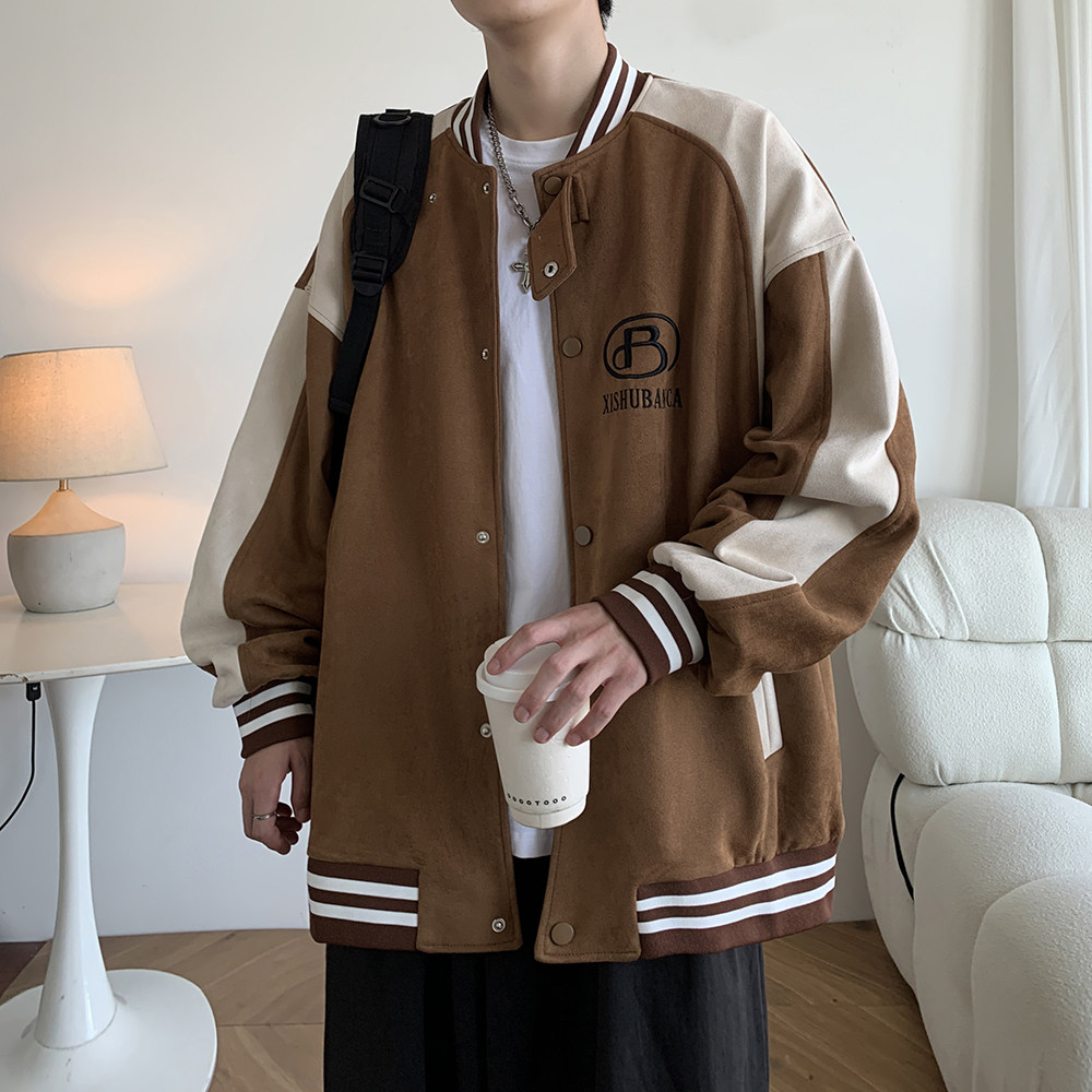 青年港风夹克少年感宽松休闲拼接棒球服百搭外套男2869P88控118,男装夹克,电商A034