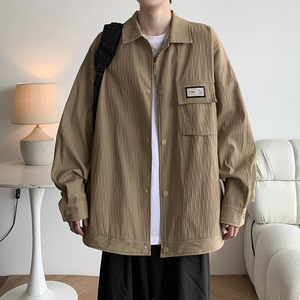 大码翻领港风高级感外套男棒球服青年日系休闲夹克 2895 P65控98图片
