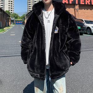 冬季大码外套连帽毛绒棉服男女休闲加厚大雕棉衣 6673 P118控168图片