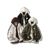 白底大码连帽外套港风夹克潮牌高街痞帅男假两件6636P88控128，男装夹克，电商A034