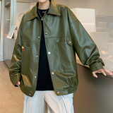 新款日系皮衣外套机车服男装纯色大码休闲夹克外景2861P78控118，男装皮衣，电商A034