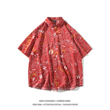 大码南亚风夏短袖衬衫男冰丝花衬衣白底图可二开6623P40控58，男装衬衫，电商A034
