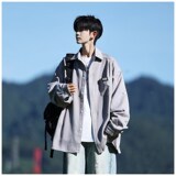 相机片2025大码长袖衬衫港风秋季男纯色衬衣666P48控68，男装衬衫，电商A034