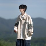 相机帅气学院风宽松大码外套拼接夹克日系港风男2879P75控98，男装夹克，电商A034