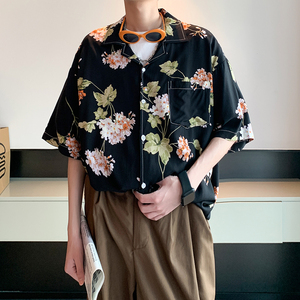 2025新款流行短袖衬衫男士宽松碎花衬衣酒店内景 6622 P40控58图片