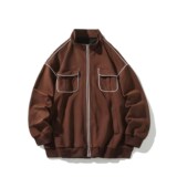 白底秋装男款大码潮牌简约外套宽松夹克纯色可二开6653P68控98，男装夹克，电商A034