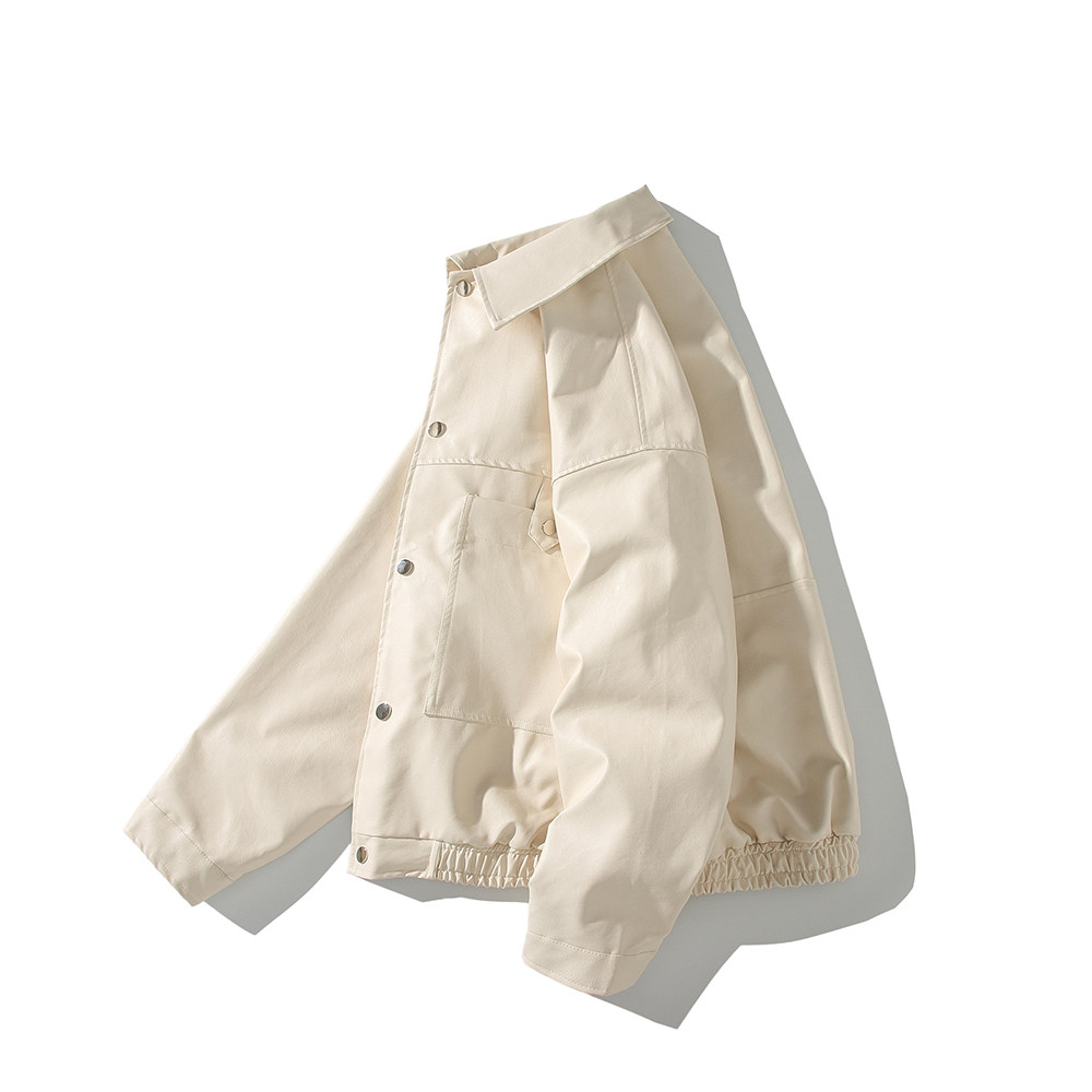 白底休闲皮衣外套潮男潮牌宽松大码机车服夹克2861P78控118,男装皮衣,电商A034