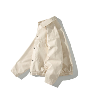 白底 休闲皮衣外套 潮男潮牌宽松大码机车服夹克 2861 P78控118图片