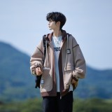 相机片秋季休闲连帽外套假两件刺绣潮男大码夹克6628P98控138，男装夹克，电商A034