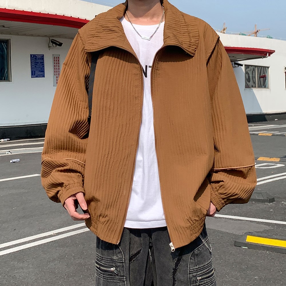 外景秋款简约夹克潮流男宽松休闲外套纯色可二开6633P88控128,男装夹克,电商A034