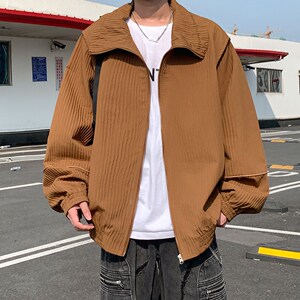 外景秋款简约夹克潮流男宽松休闲外套纯色可二开 6633 P88控128图片