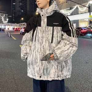 港风新款大码连帽棉衣潮男休闲加厚棉服潮牌外套6678 P118控168图片