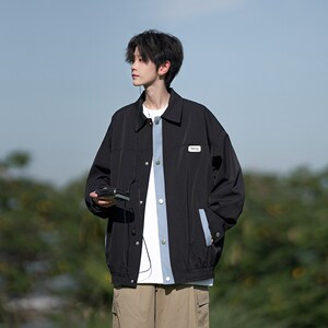 相机日系港风潮牌宽松百搭学院风秋装男款夹克外套2880P75控98