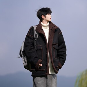 相机外景韩版羊羔绒外套大码棉服 男皮毛一体棉衣 2901 P118控168图片