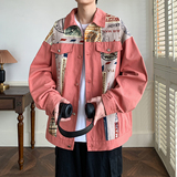 美式潮牌拼接宽松休闲港风男外套日系翻领夹克2897P75控98，男装夹克，电商A034