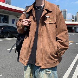 秋装新款纯色外套茄克 大码宽松青年男翻领夹克港风 888 P78控118，男装夹克，电商A034