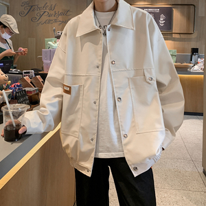 新款日系皮衣外套男潮牌大码机车服休闲夹克外景 2861 P78控118图片