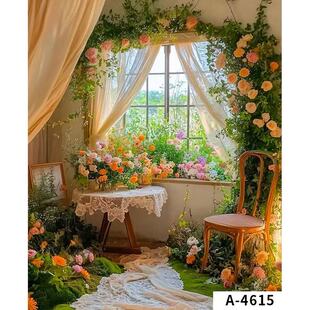 莫奈花园背景布主播抖音网红拍照壁纸画艺术照氛围感新款春日背景