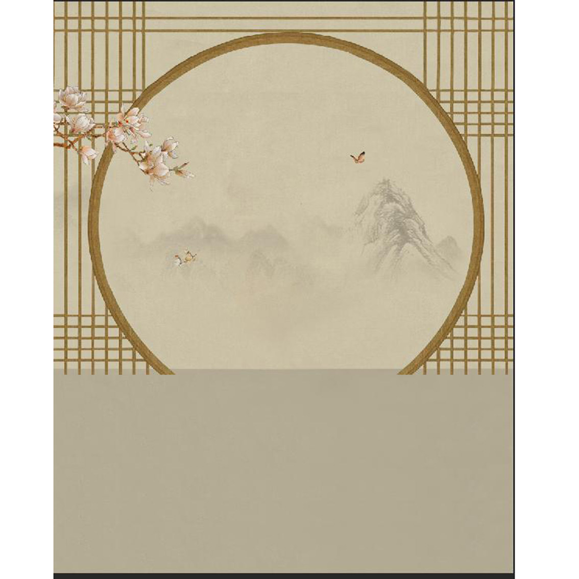 工笔画全家福古风拍照背景布抖音直播拍照背景婚纱影楼拍照背景布