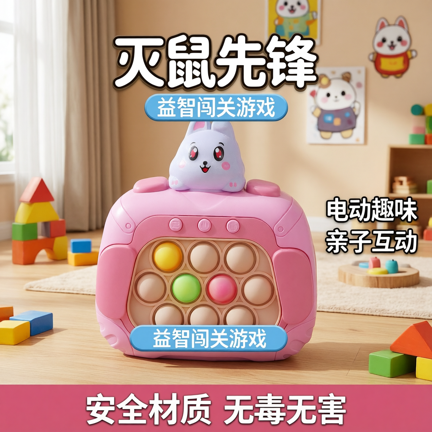 跨境兔子速推机电动儿童玩具速推机器 灭鼠先锋益智小孩闯关游戏