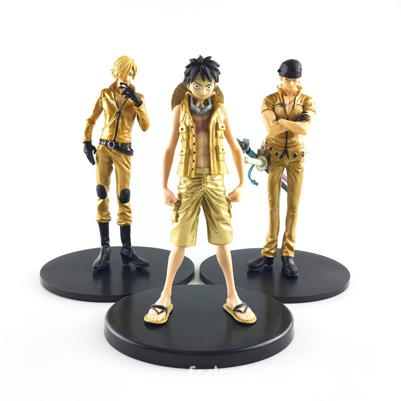 92代海贼 剧场版 黄金金衣 3款 路飞索隆山治娜美 袋装手办