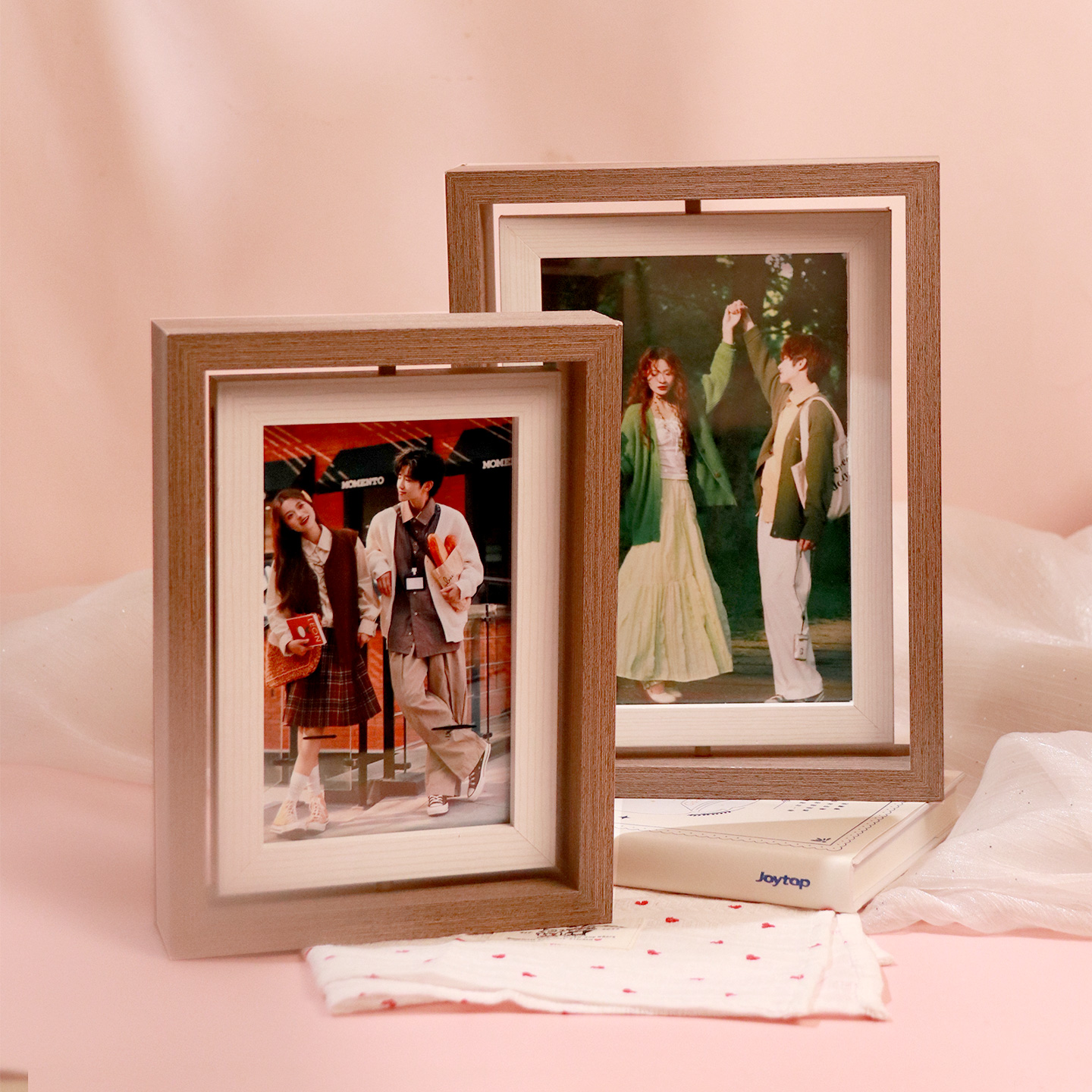 双面旋转相框摆台可放2张照片家居桌面摆件生日节日礼物家庭纪念