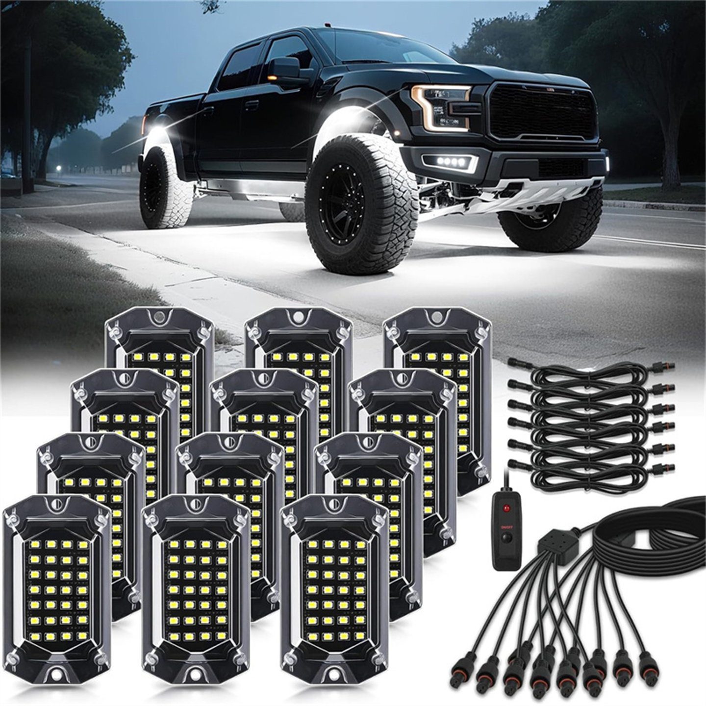 2026新款工厂直销汽车底盘灯白光高亮度越野车车轮灯沙滩车氛围灯