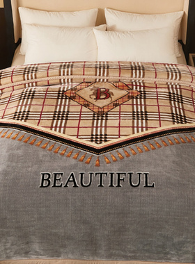 新款毛毯拉舍尔毯子12斤加厚双层冬季盖毯双人结婚红珊瑚绒午休毯