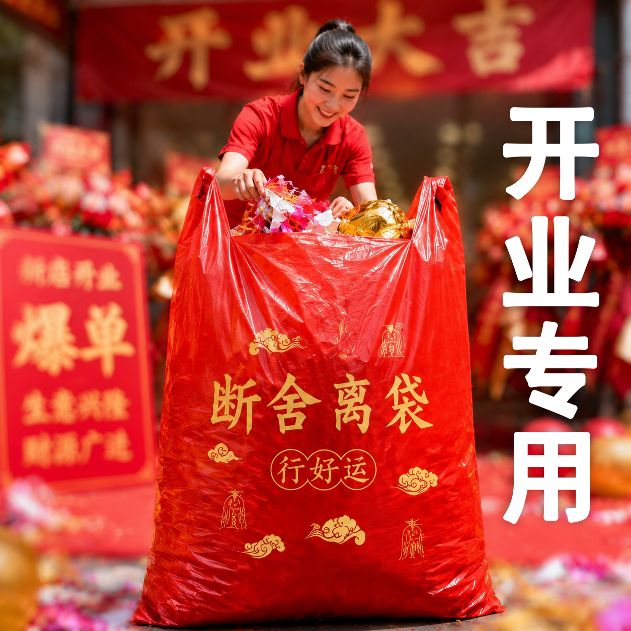 【开业扔旧物专用】除秽拉吉转运袋断舍离家用手提式加厚加大红色
