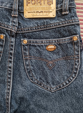 FORTEI富铤90年代古着vintage牛仔裤高腰小脚哈伦萝卜裤小个子女