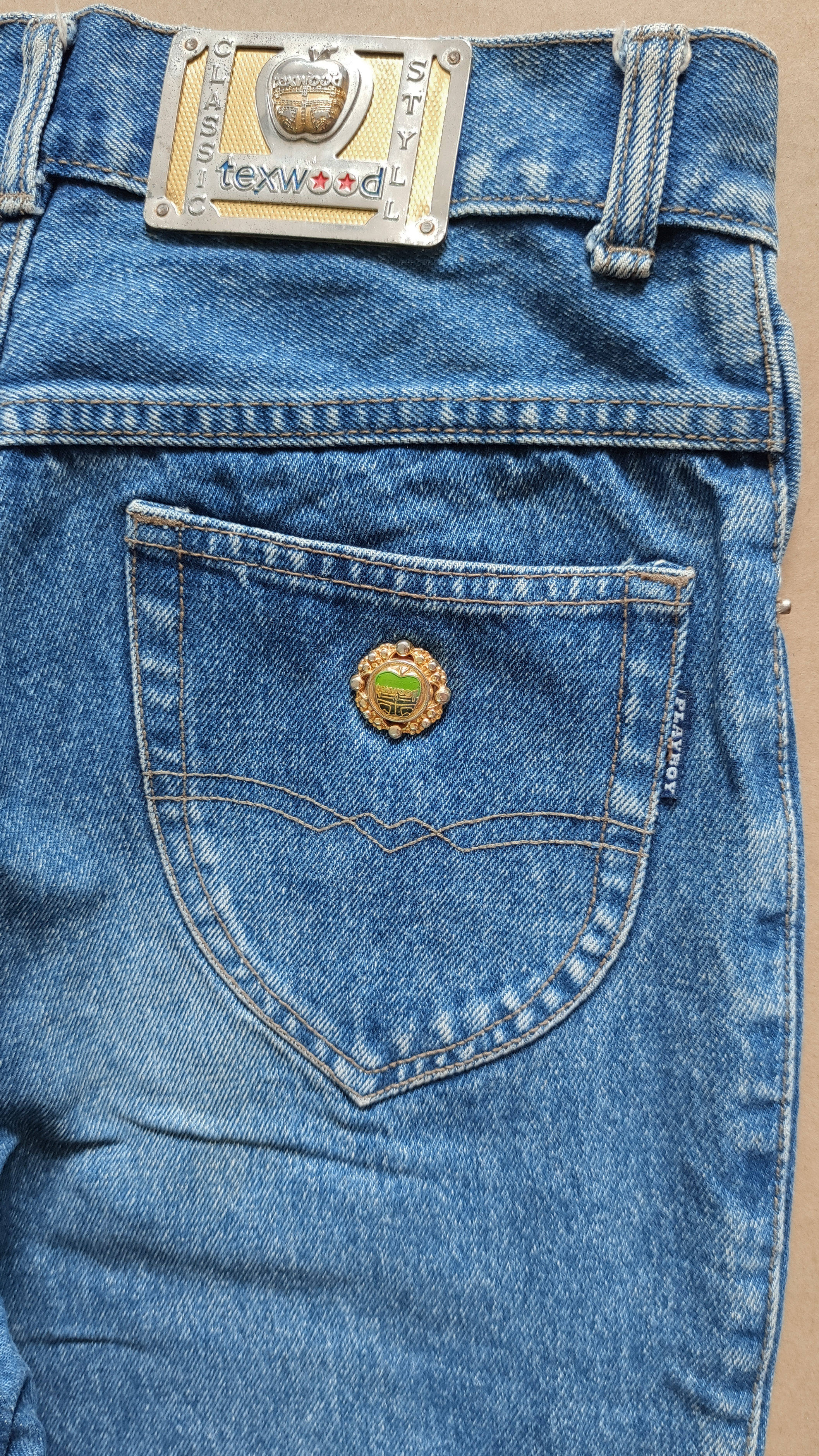金属牌Texwood苹果牛仔裤女款正品高腰哈伦萝卜裤古着vintage石洗