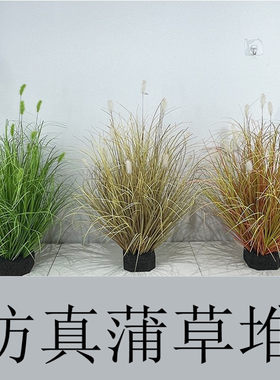 毛毛虫草堆仿真芦苇草植物橱窗落地装饰狗尾巴草洋葱草绿植盆栽