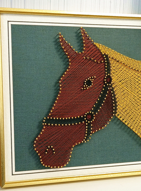 金甲战马 钉子绕线画 diy材料或成品 弦丝手工 团建手作 装饰画