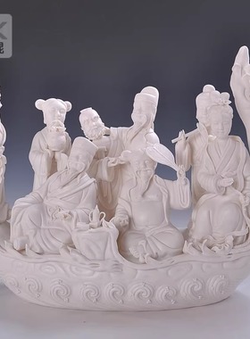 陶瓷八仙祝寿摆件家居装饰品