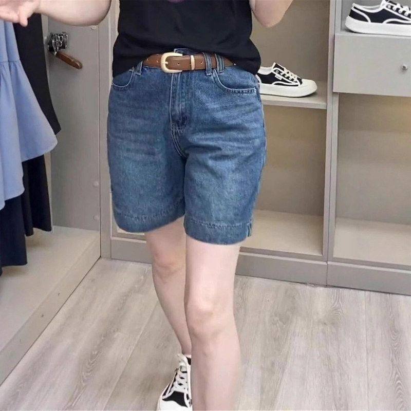 胖mm遮肉开叉直筒牛仔短裤女2025夏季新款设计感高腰显瘦阔腿热裤,女装/女士精品,牛仔裤,淘宝优惠券,粉丝福利购,淘宝优惠卷