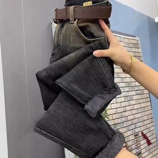 子2024年秋季 宽松哈伦老爹裤 新款 女大码 子 复古牛仔裤 梨形身材女裤