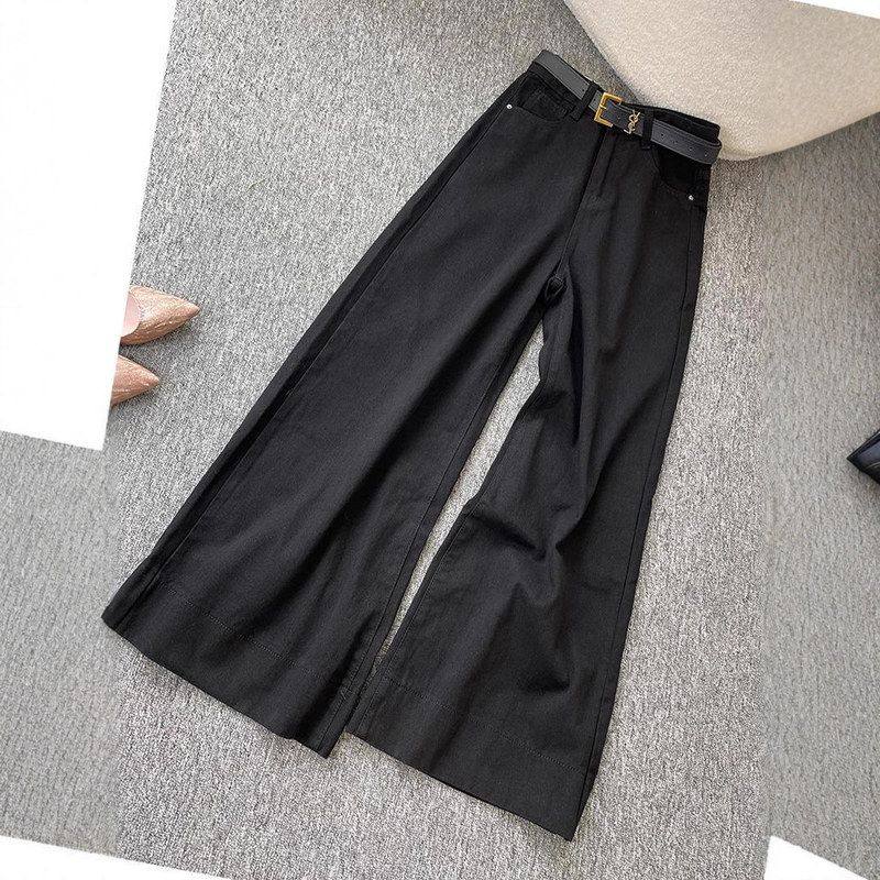 梨形黑色阔腿牛仔裤女2025夏季新款高腰宽松显瘦小个子休闲拖地裤