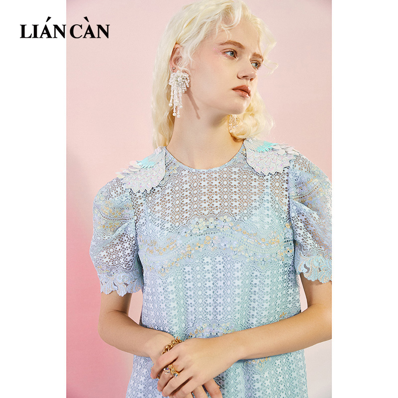 少女风A字裙聚酯纤维绣花