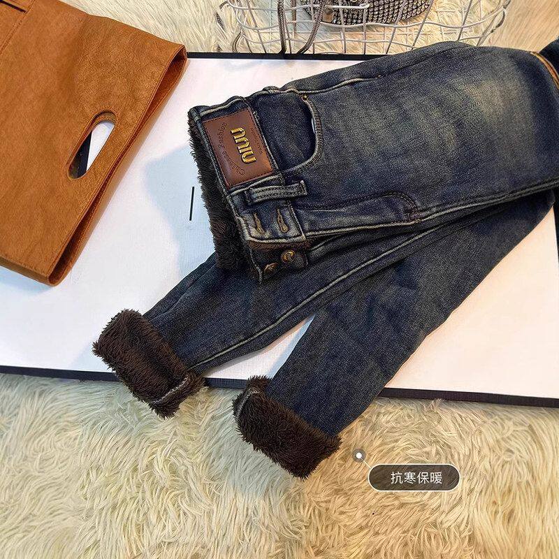 超厚!冬季保暖加绒牛仔裤女高腰修身保暖显瘦小脚铅笔长裤靴裤子