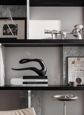 样板间书房办公室书柜摆件