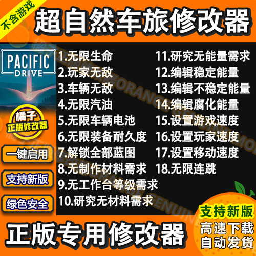 超自然车旅修改器 Steam正版辅助科技工具Pacific Drive 不含游戏