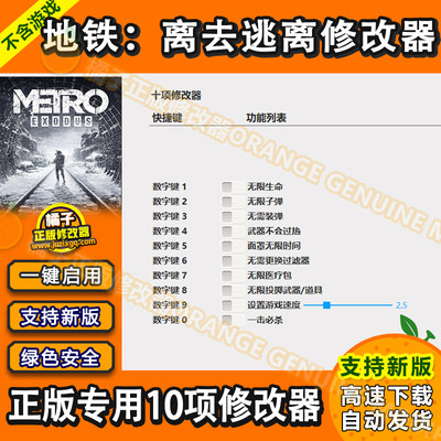 Metro Exodus 地铁离去 Steam和EPIC修改器 正版逃离电脑辅助科技