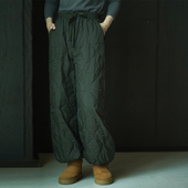 女休闲保暖加厚松紧腰直筒裤 艾绘馆冬季 90新国标白鸭绒高腰羽绒裤