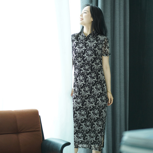 新中式国风复古提花旗袍女