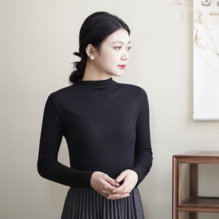 套头毛针织衫 艾绘馆春秋冬季 上衣女黑色显瘦修身 内搭打底衫 长袖