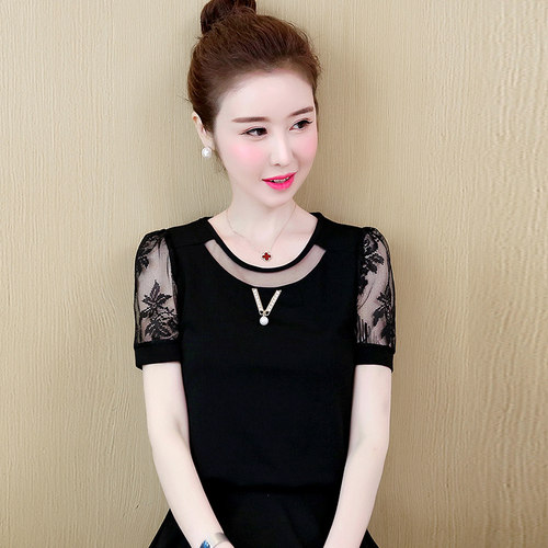 欧洲站女式蕾丝新款韩版雪纺衫