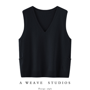 果断收的一件~加厚V领侧口袋羊绒马甲背心纯羊绒毛衣坎肩宽松